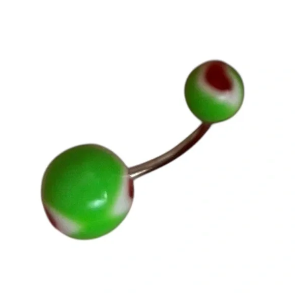 Neon Green Belly Button Ring w/ Pink Heart 💚💗✨ - Picture 3 of 5